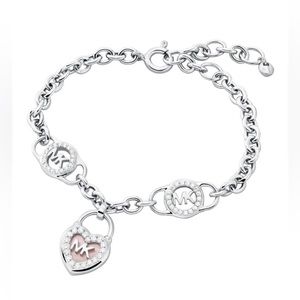 (Michael Kors Women's Stainless Steel
Chain Bracelet with Crystal Accents